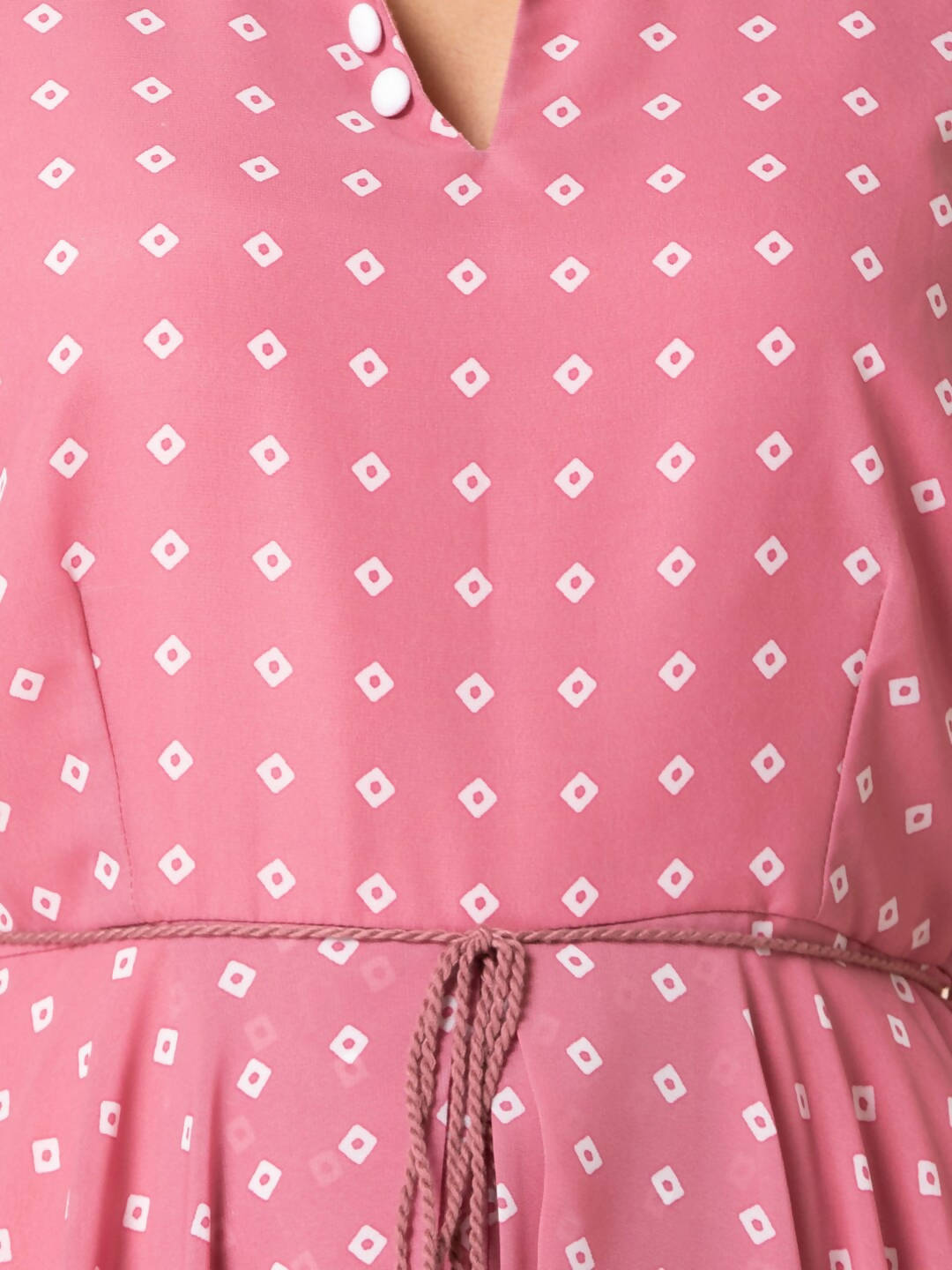 Indya Pink & White Bandhani Printed Maxi Dress - Distacart