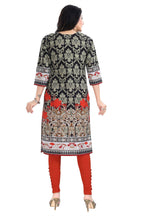Snehal Creations Deep Black Designer Digital Print Cotton Slub Fabric Long Kurti Tunic - Distacart