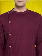 Even Apparels Pure Cotton Maroon Asymetrical Kurta - Maroon