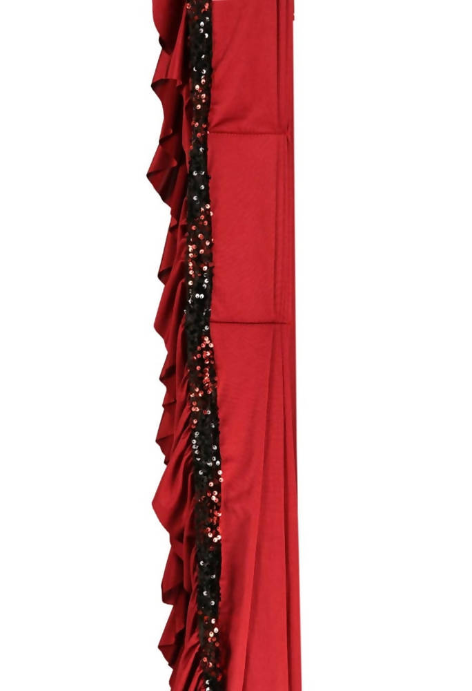All Season Wear Olive Red And Black Ruffled