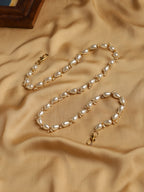 Gold-Toned White Embellished Mask Chain - Ruby Raang - Distacart