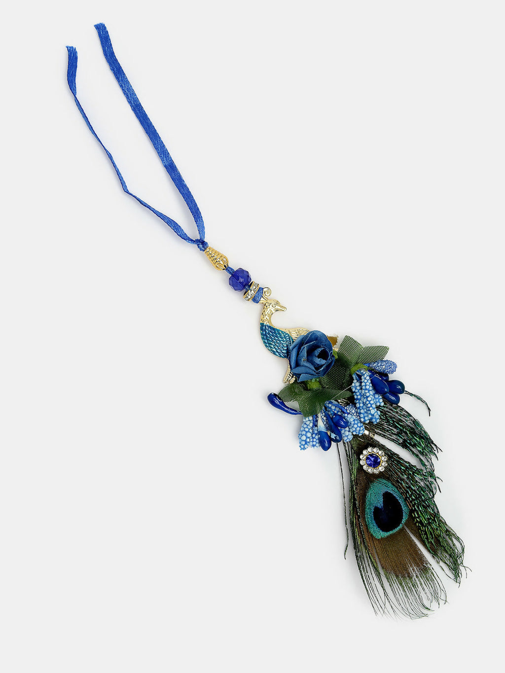 NVR Women & Men Set of 2 Blue Peacock Design Bhaiya Bhabhi Rakhi With Roli Chawal & Chocolate - Distacart