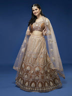 House of Panchhi Rust Net Gotapatti Work Lehenga & Blouse with Dupatta