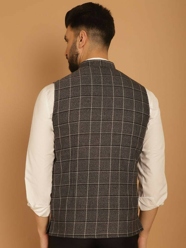 Even Apparels Nehru Jacket With Welt Pockets - Grey