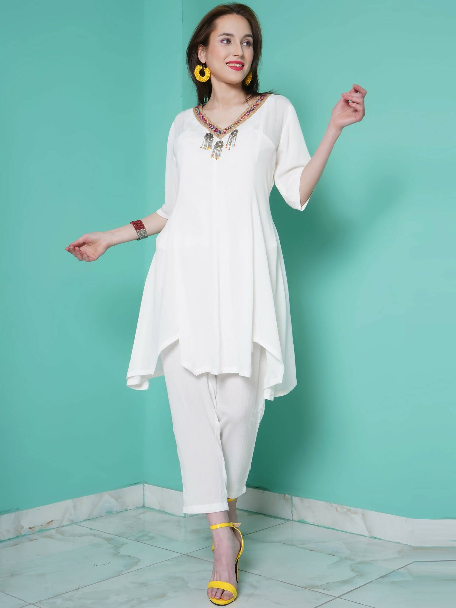 Women Republic White Rayo N Crepe Coord Set - Distacart