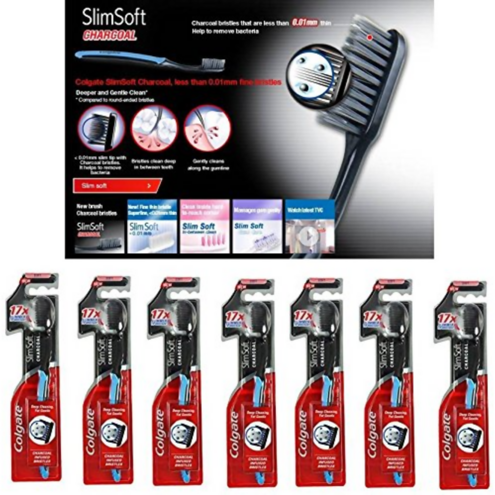 Colgate Adult Slimsoft Charcoal Infused Manual Bristles For Deep Cleaning