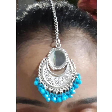 MS Fashion India Blue Color Drops Maang Tikka