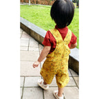 Mhyssa Yellow Dungaree With Round Neck Half Sleeves Maroon Shirt Set