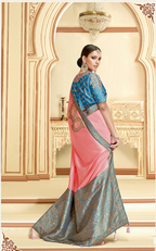 Pink Silk Georgettethread And Zari Embroidery, Laser Cut Buttas, Tassels Saree - Norita Hit