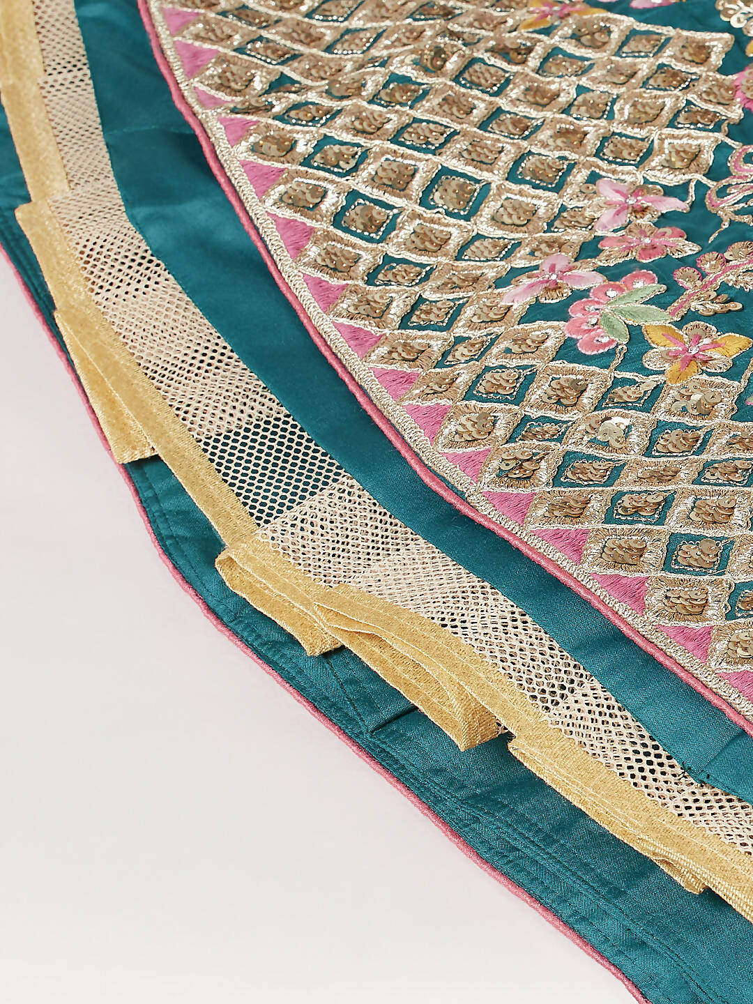 House of Panchhi Teal Pure Georgette Sequinse Work Lehenga & Blouse with Dupatta