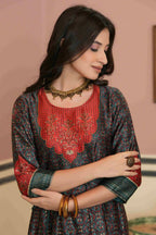 Juniper Green Satin Festive Printed Anarkali Flared Anarkali Kurta For Women - Distacart