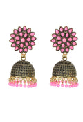 Mominos Fashion Johar Kamal Beautiful Kundan Work Jhumka With Baby Pink Beads - Distacart