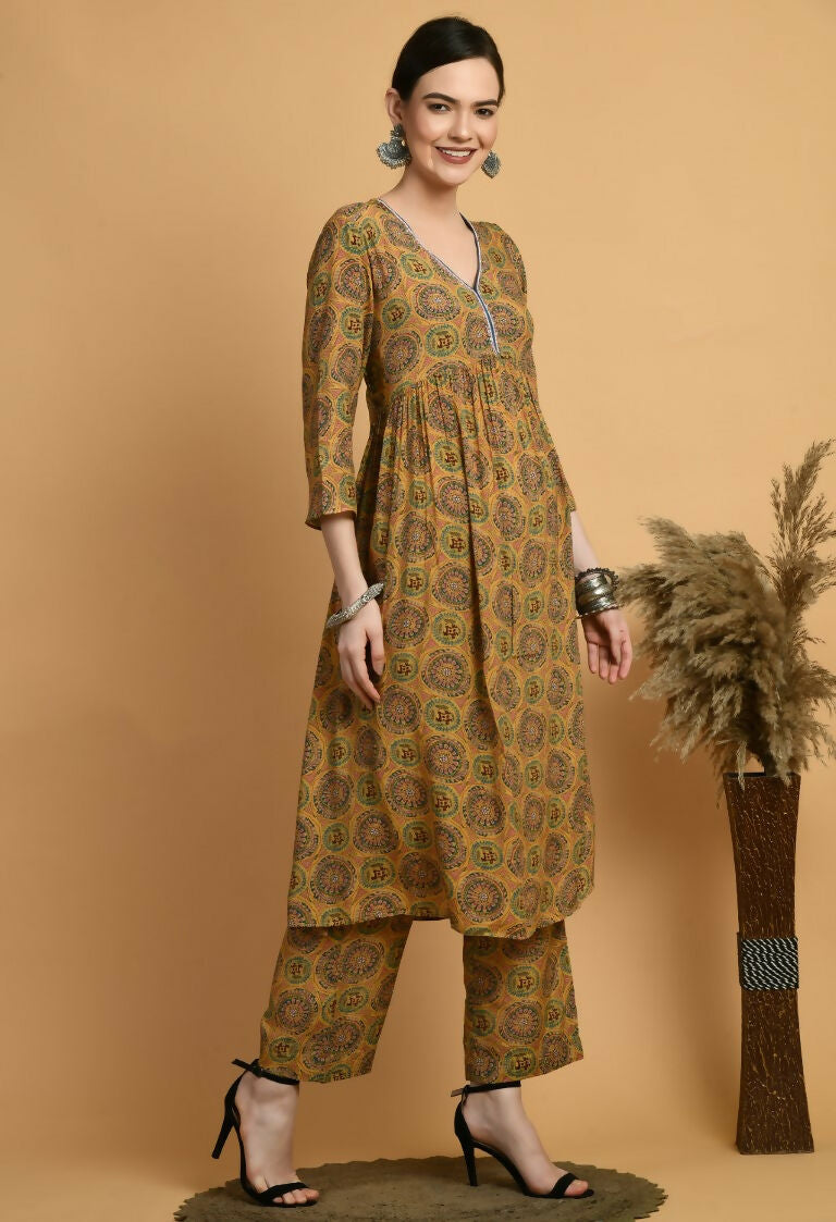 Joban Fashion Mustard Maslin Kurta Set
