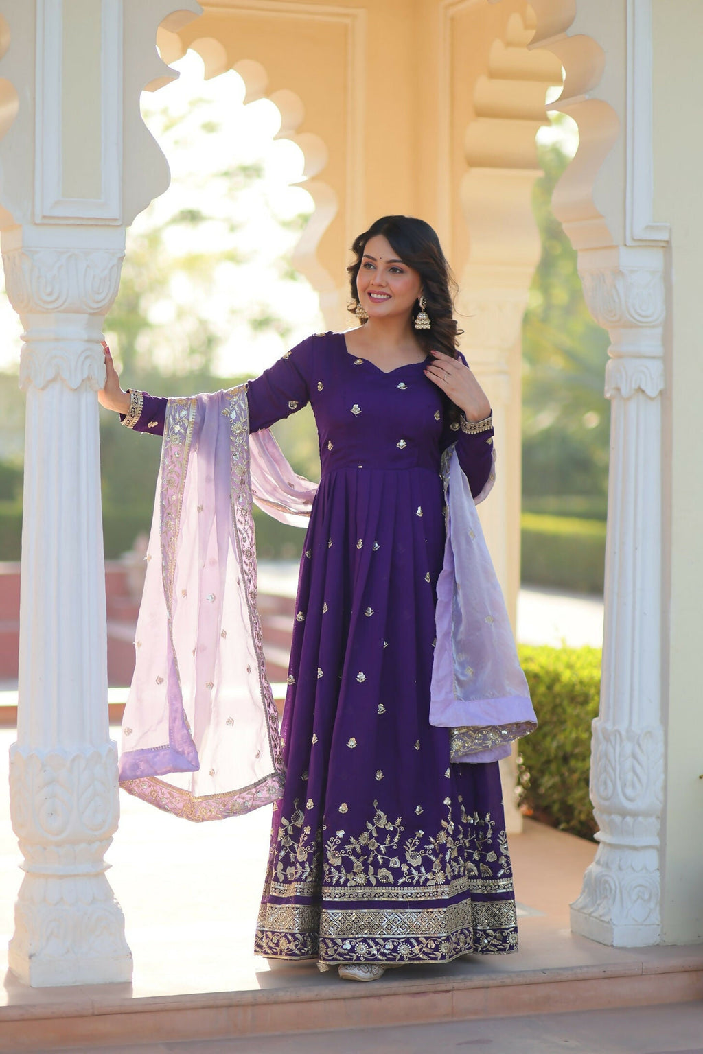 Joban Fashion Blue Georgette Sequence Embroidery Work Kurta Set - Distacart