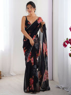 Traditional Partywear Black Georgette Fancy Saree-Pavitra - Distacart