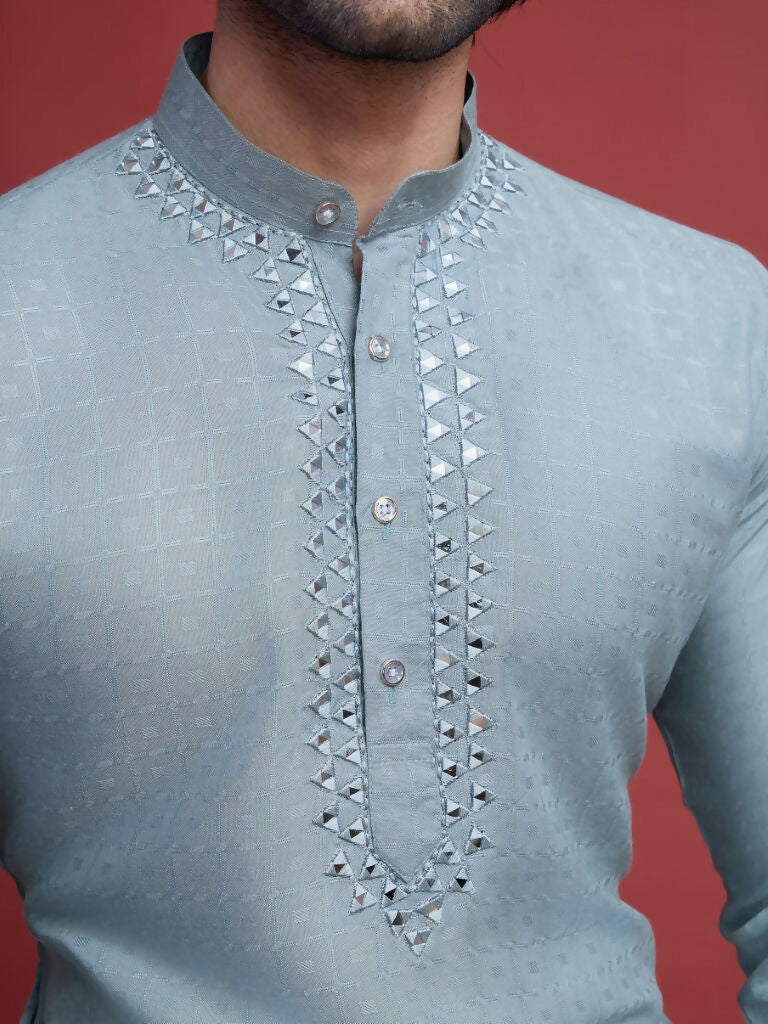 Vastranavya Exclusive Festival Wear Viscose Mirror Work on Self Weaving Kurta Only