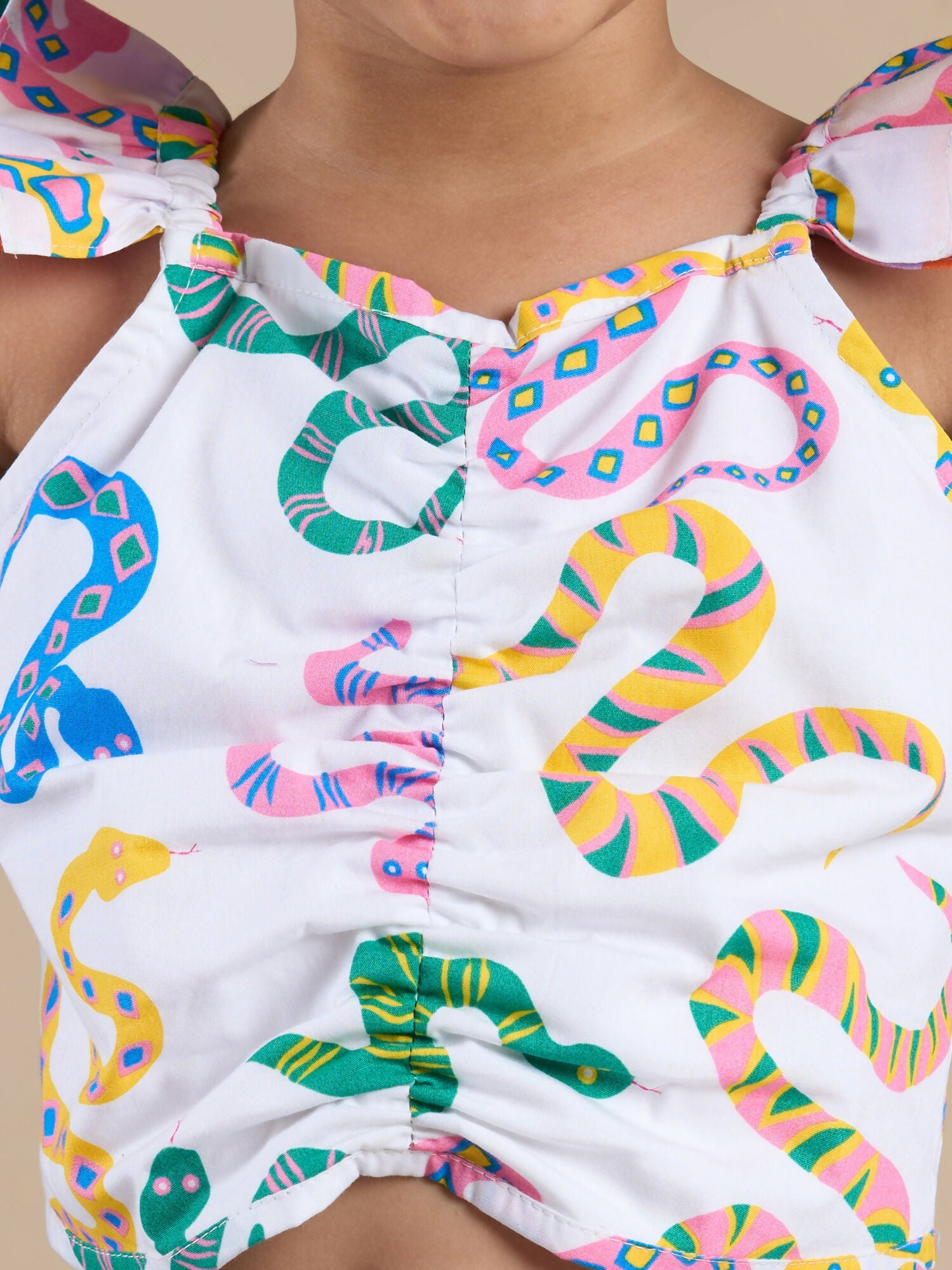 Snakes and Ladders Girls Multi Color Snake Print Top and Shorts Set from Siblings Collection