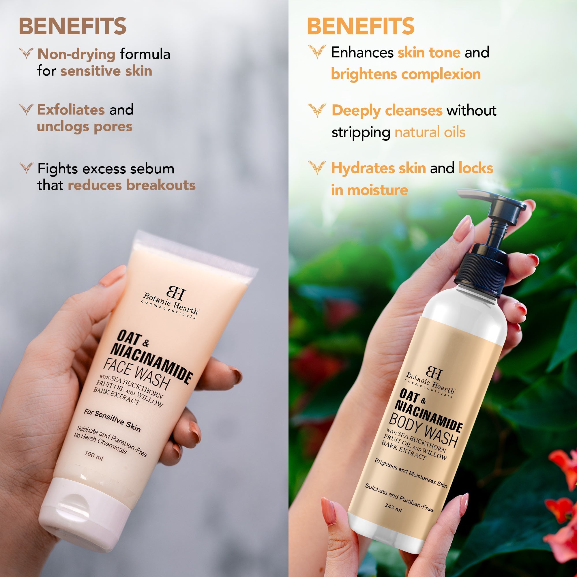 Botanic Hearth Oat & Niacinamide Bodywash - Facewash