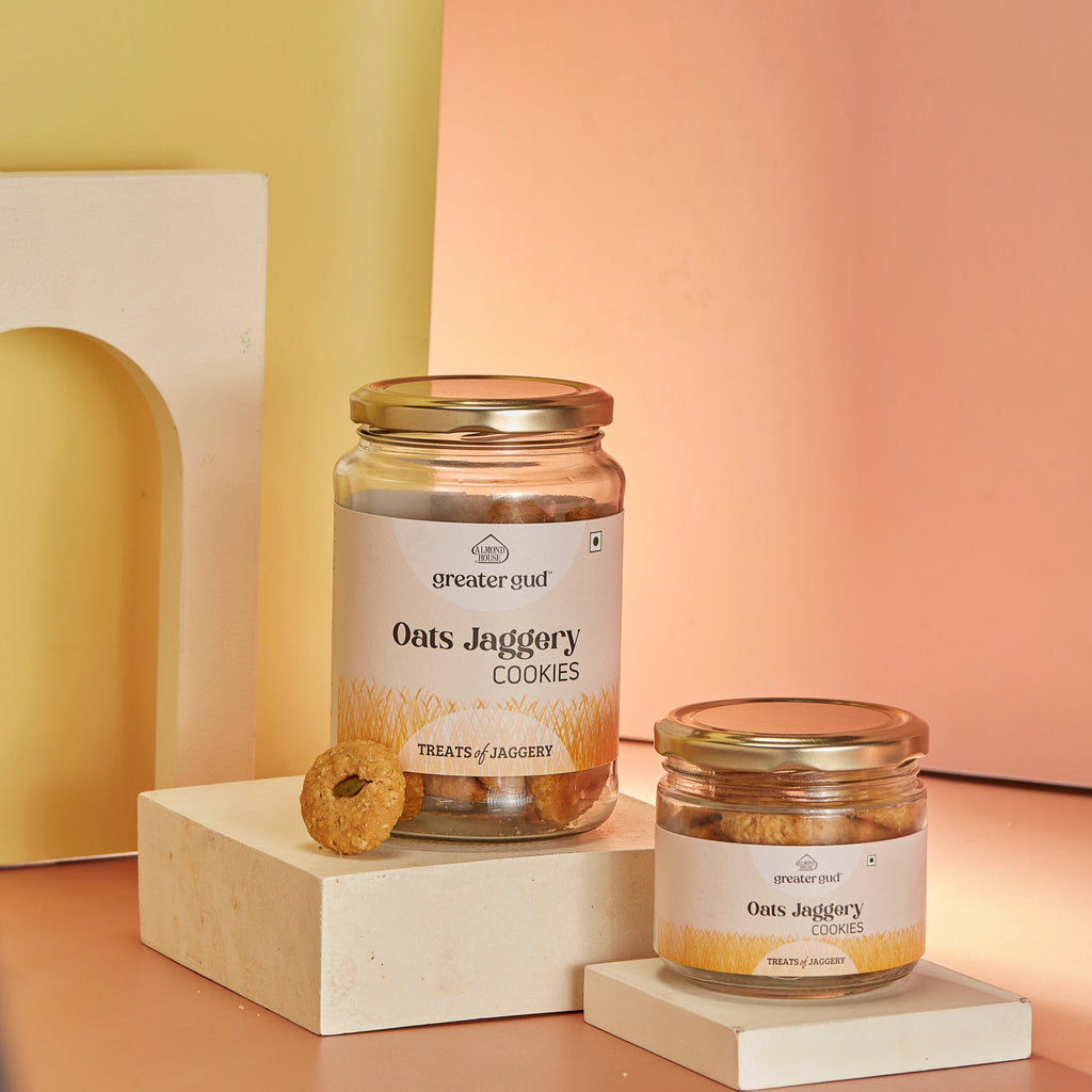 Almond House Oats Jaggery Cookies Jar - Distacart