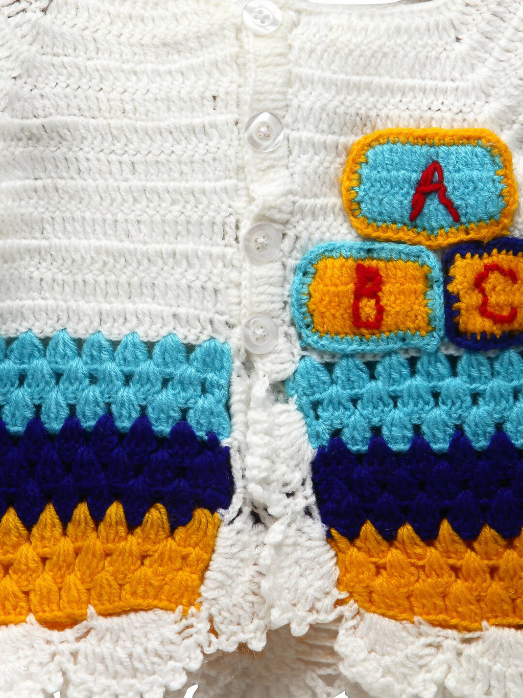 Chutput Kids White Coloured Solid Pullover with ABC Detail