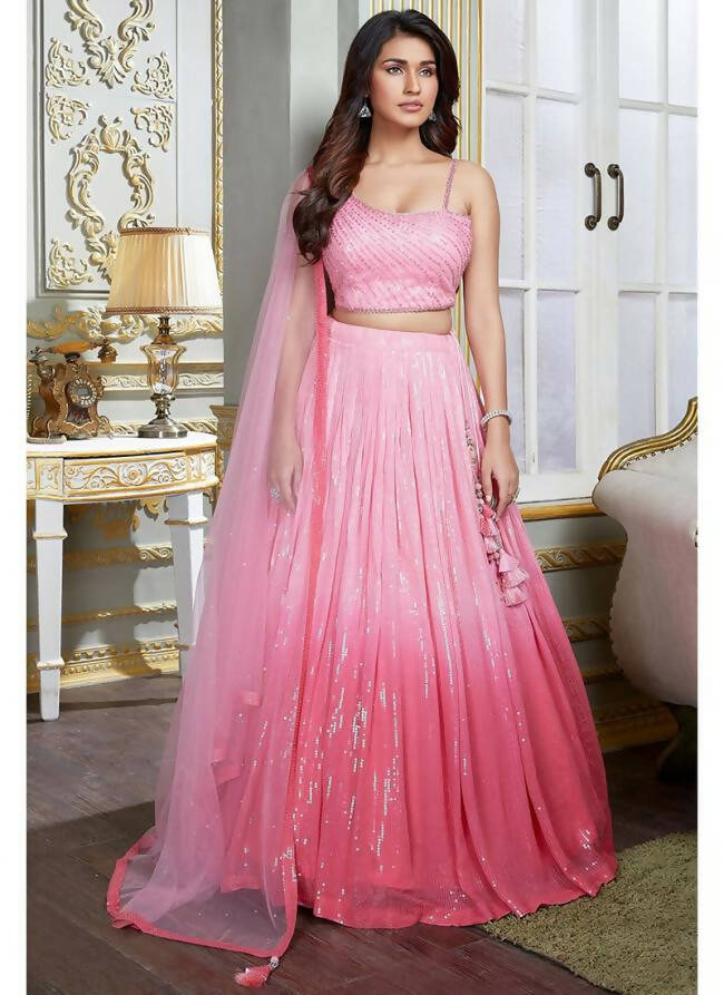 Hazel Wedding Designer Pink Nylon georgette Readymade Lehenga Choli