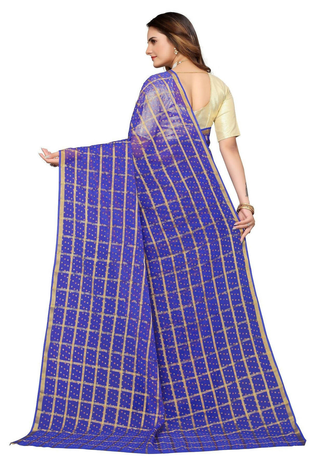 Vamika Blue Jari Work Chiffon Saree (GARVITA PURPLE) - Distacart