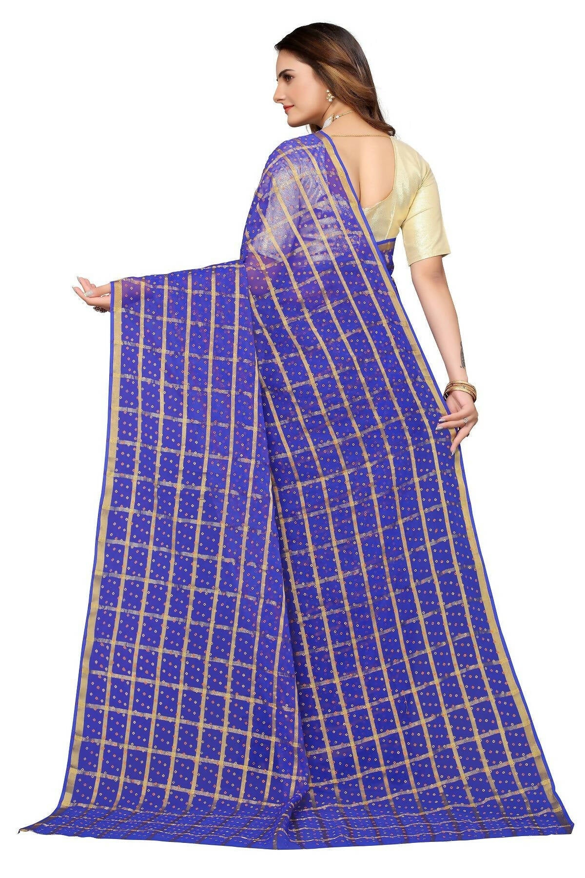 Vamika Blue Jari Work Chiffon Saree (GARVITA PURPLE) - Distacart