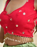 Amodini Designer Studio Pink Pearl Sleeveless Padded Blouse