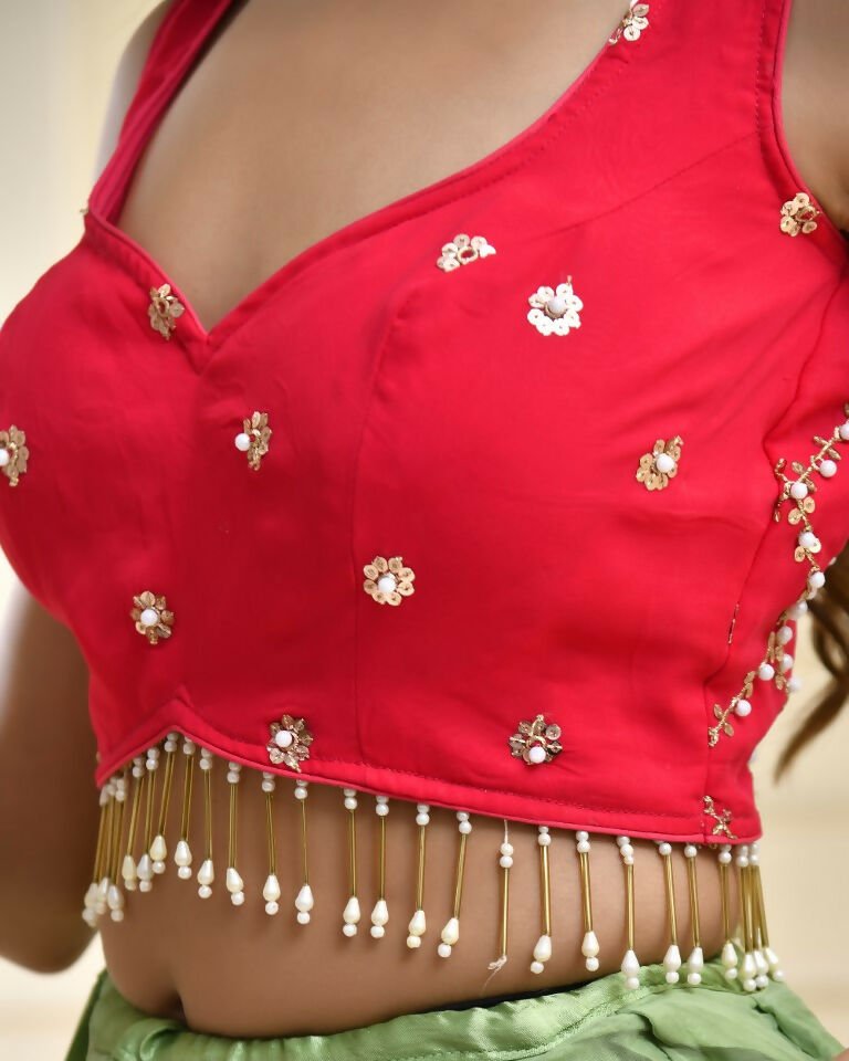Amodini Designer Studio Pink Pearl Sleeveless Padded Blouse
