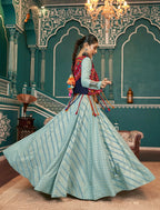 AI Fashion Pista Green Viscose Rayon Designer Navratri Lehenga Choli Collection