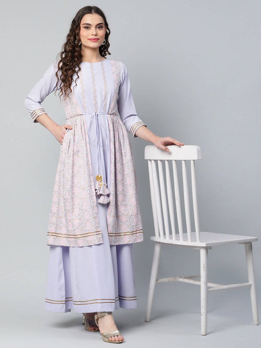Ahalyaa Womens Powder Blue Crepe Floral Dress - Distacart