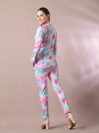 Myshka Women's Multi Printed Round Neck Party Top With Trousers Co-ord set