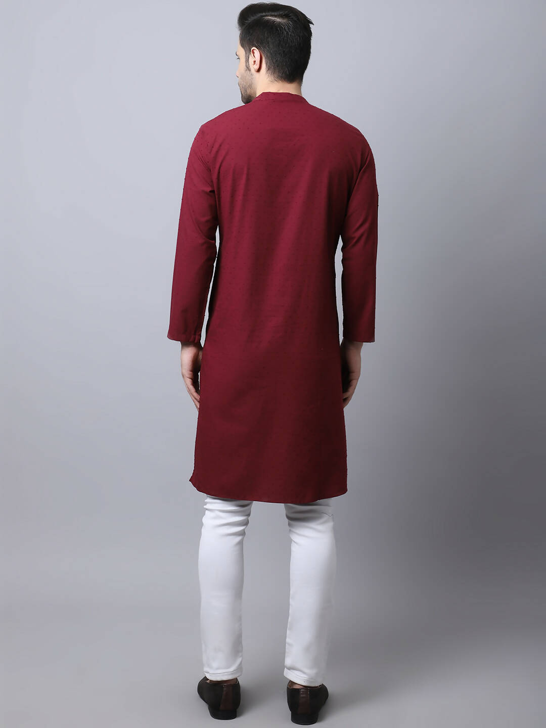Even Apparels Maroon Pure Cotton Sherwani Kurta With Asymetrical Cut - Distacart