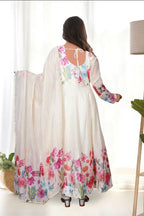 Joban Fashion Cream Kurta Set Organza Sequin Embroidery Work - Distacart