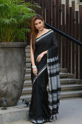 Beatitude Black Cotton Handloom Saree