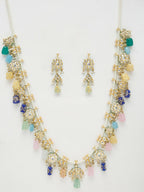 Long Kundan Neckpiece With Studs - Ruby Raang - Distacart