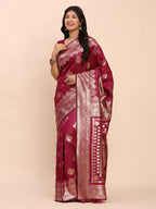 Shree Shyam Fashion Banarasi Silk Magenta Saree - Distacart