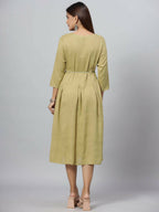 Juniper Women's Green Rayon Slub Solid Dress - Distacart