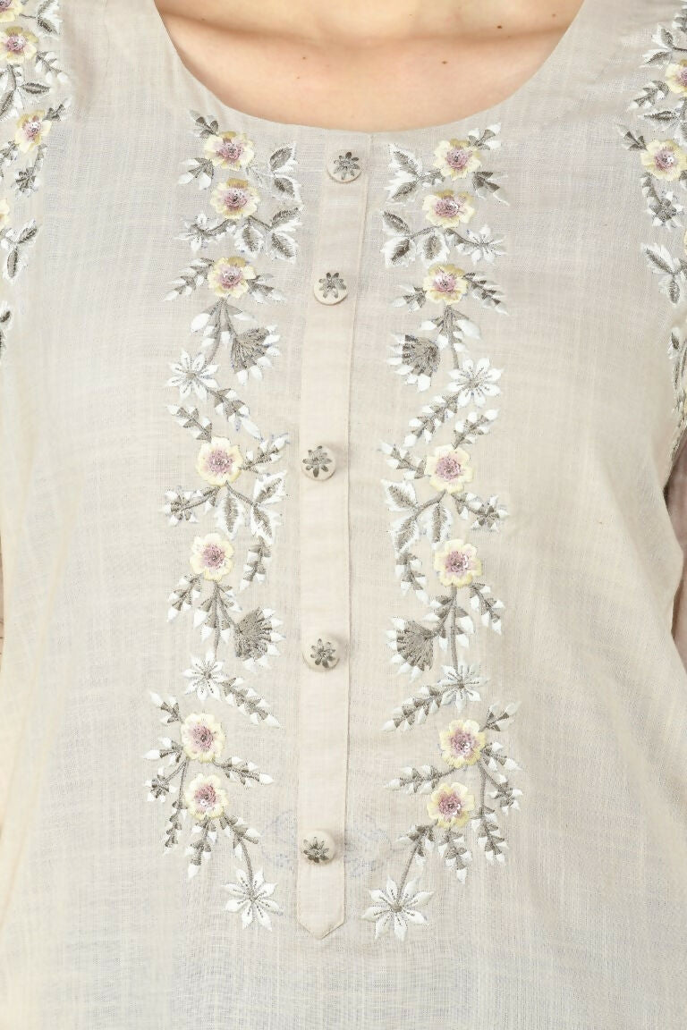 Joban Fashion Beige Cotton Rayon Kurta Set
