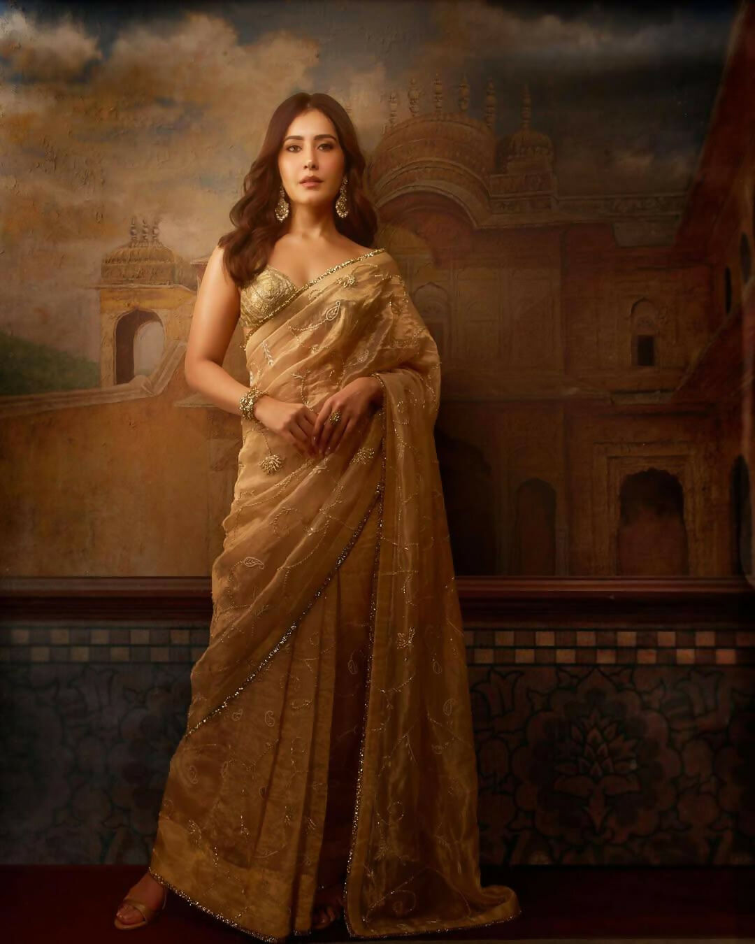 Joban Fashion Beige Rose Gold Silk Party Wear Sarees - Distacart