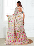 Shree Shyam Fashion Linen Cotton White Saree - Distacart