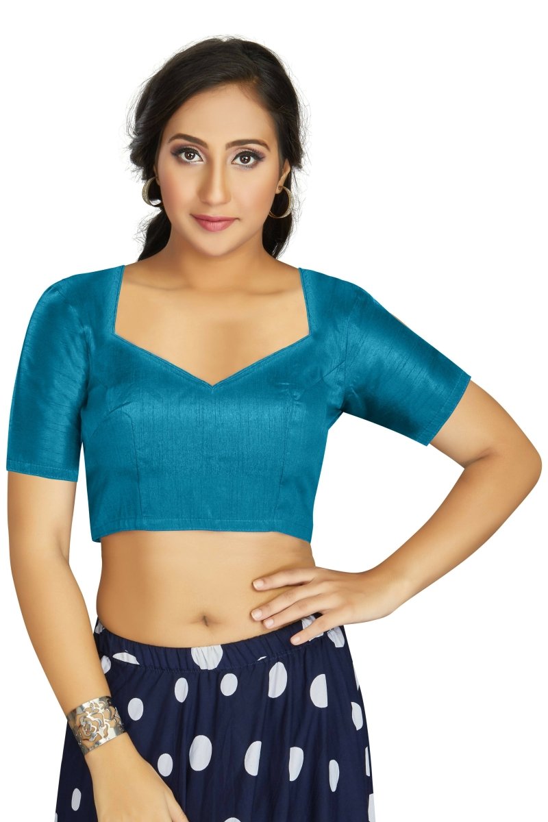 Aastha Fashion Women's Firozi Art Silk Designer Traditional Readymade Blouse