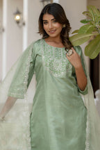 Vellora Pista Silk Blend Casual Suit with Elegant Thread Work