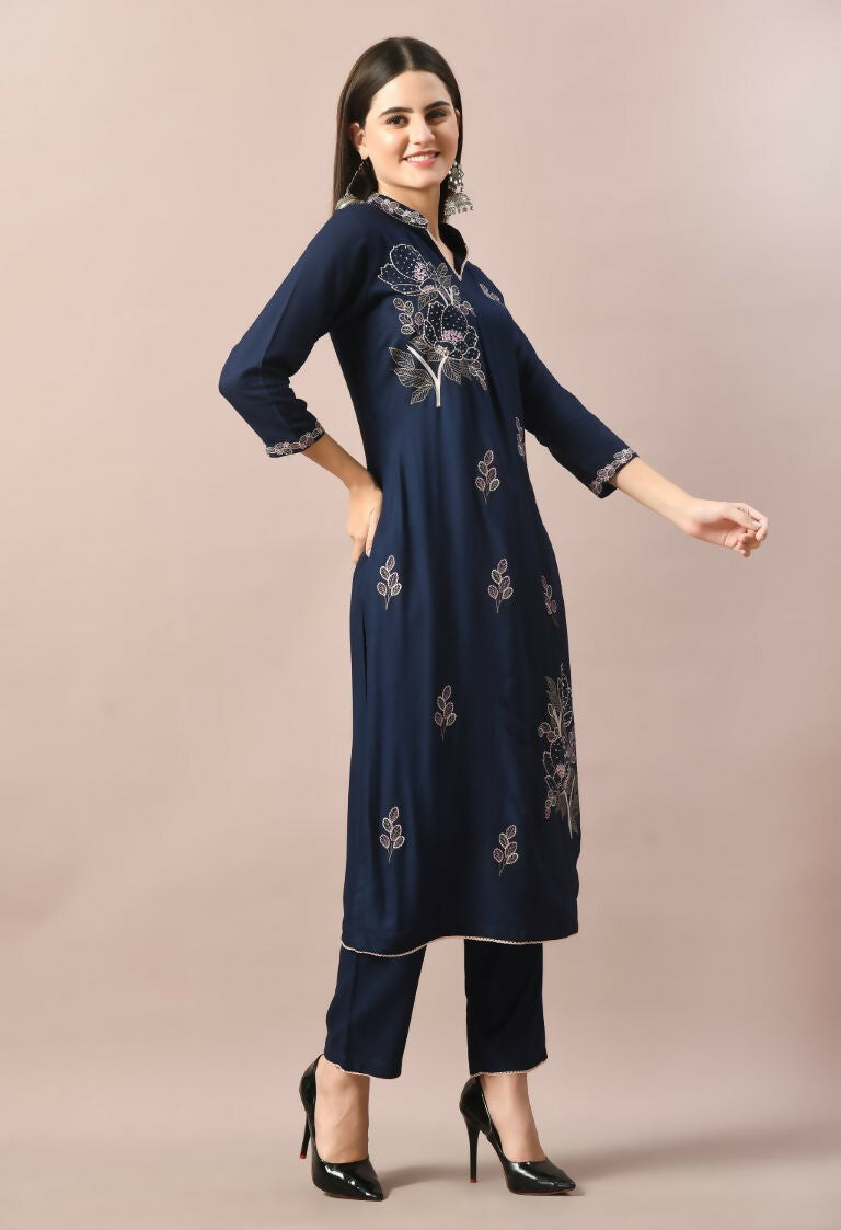 Joban Fashion Navy Cotton Rayon Kurta Set