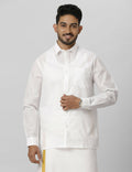 Ramraj Cotton Mens Full Sleeve Formal Poly Cotton White Shirt