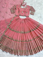 Jyoti Fashion Women's Baby Pink Faux Georgette 5MM Sequins with Zari Embroidered Designer Lehenga Choli Set