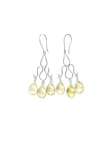 Bling Accessories Lemon Citrine Semi Precious Stone Earrings