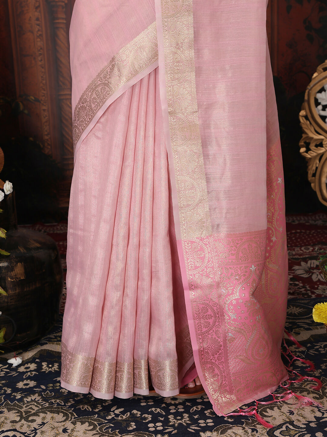 Shree Shyam Fashion Organza Light Pink Saree - Distacart