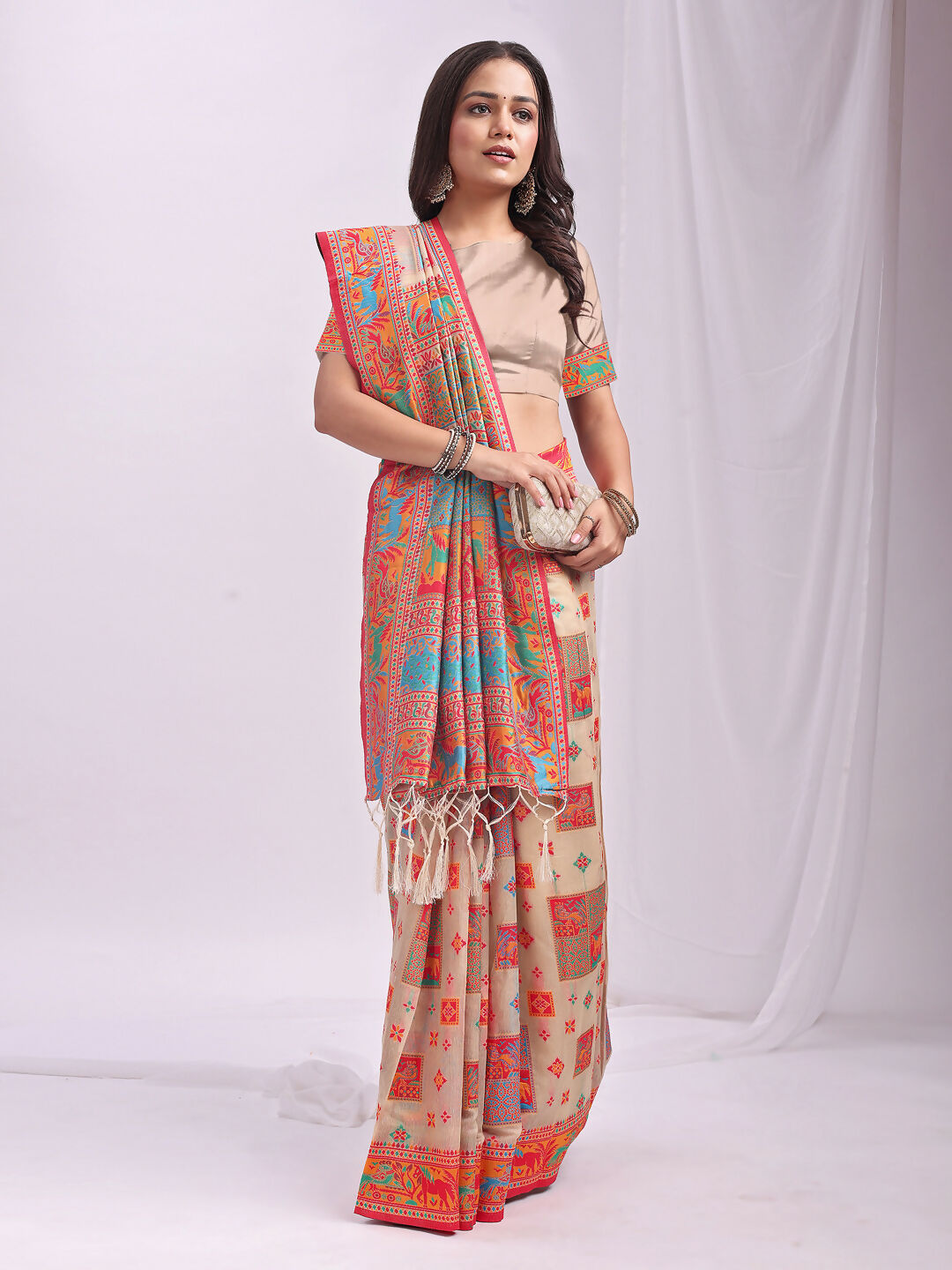 Shree Shyam Fashion Vastraloom Off White Linen Cotton Saree