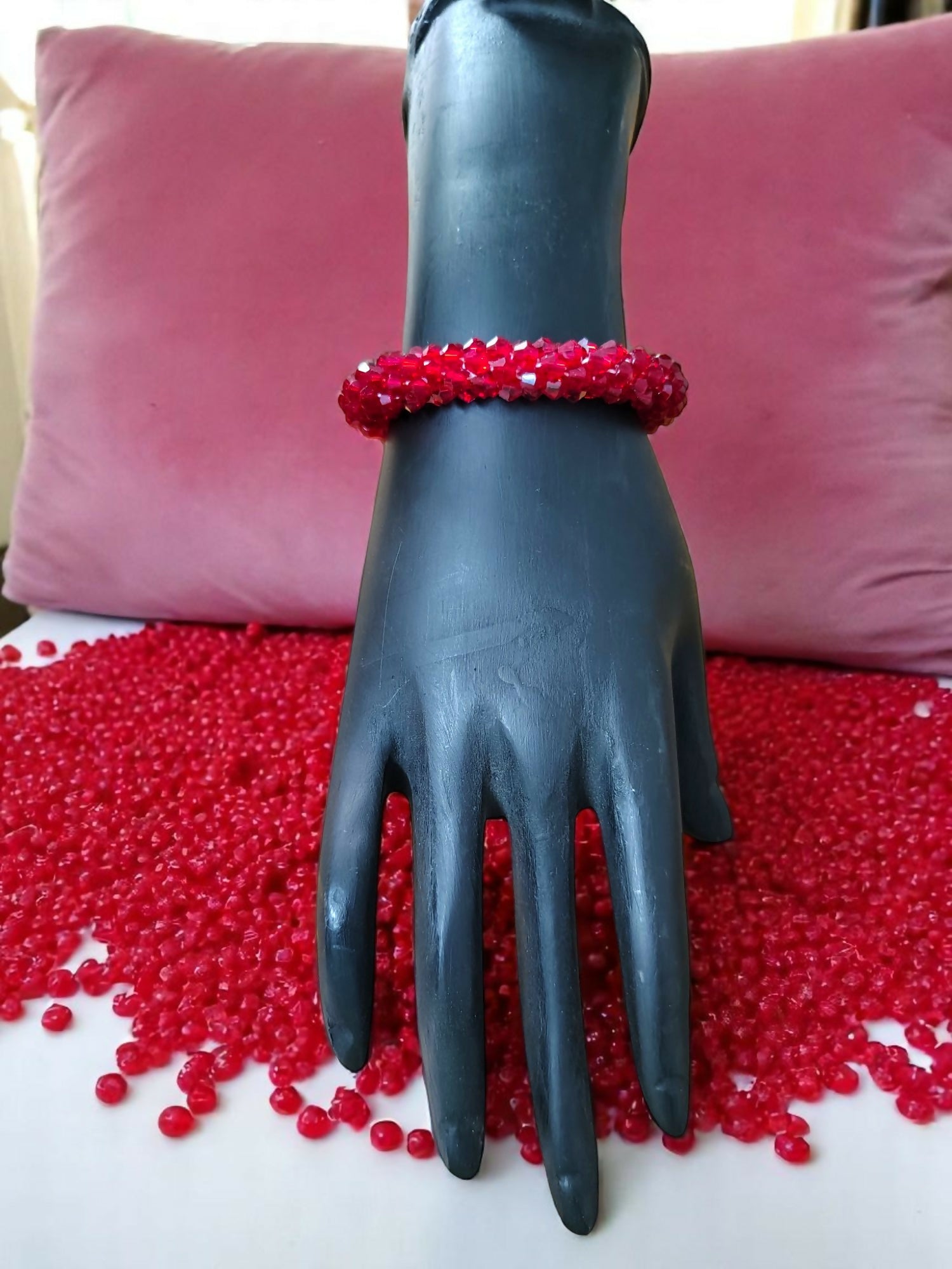 Inhanns Unisex Crystal Bloom – Adjustable Crystal Bead Bracelets - Maroon - Distacart